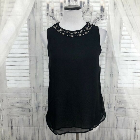 Zara Basic Size Small Black Sleeveless Blouse Shirt Tank Top Funeral Keyhole - Picture 1 of 9